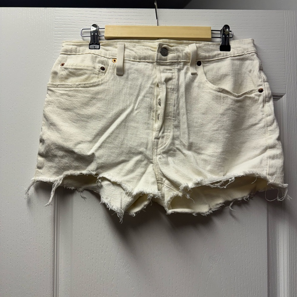 Women's Cream Denim Shorts
